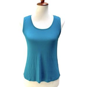 FINAL SALE! Eileen Fisher Scoop Neck Silk Tank PP Teal FLAWED